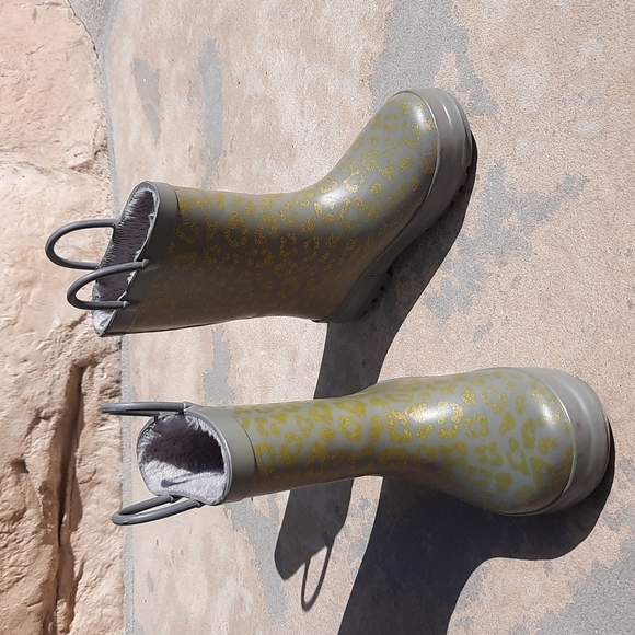 Western Chief gray gold glitter animal print rainboots 9 10 - Picture 2 of 11